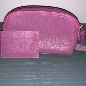 Purple Leather Cosmetic Pouch